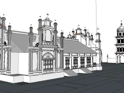 Architecture-Religion-God-Culture-Temple-0270 church with tower 3D model