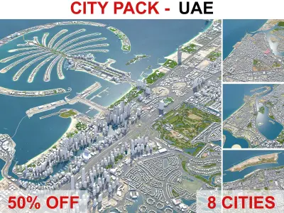 Top Cities in United Arab Emirates - UAE 3D Model Pack