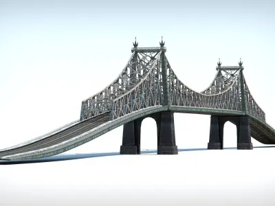 Bridge low poly detailed Low-poly 3D model