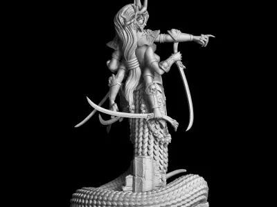 Sasha statue of woman with horns 3D print model
