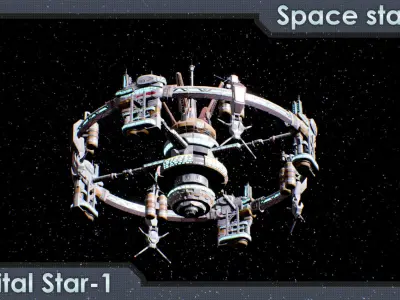 Space station Orbital-Star 1 Low-poly 3D model