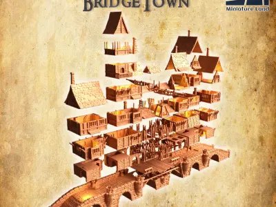 Modular BridgeTown Tabletop Terrain 28 MM 3D print model
