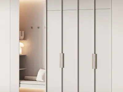 541 hallway zone 14 minimal modular wardeobe with seating niche 3D model