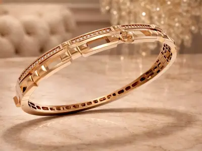 Architectural Hinged Bangle Bracelet 3D print model