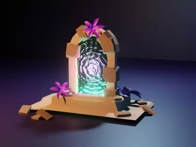 Portal lego door with flowers in it 3D model