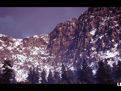 Nordic Viking Landscape Snowy  Sunny  Low-poly 3D model