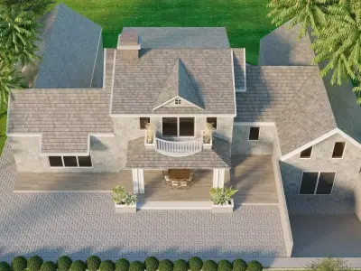 Modern Suburban House Facade 3D model