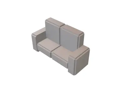 Voxel Sofa v1 001 Low-poly 3D model