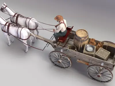  Gold Rush Miner with Wagon and Horses  purchase