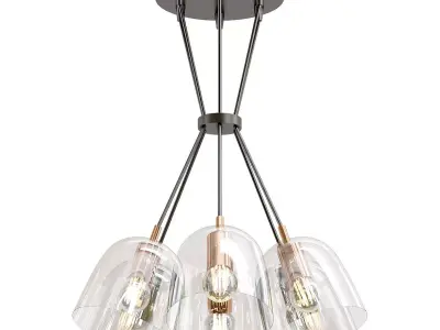 Lumion-Joseph-4 three light chandelier with clear glass shades 3D model