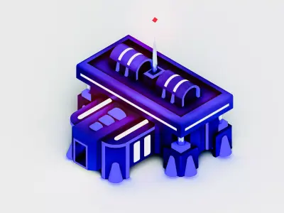 SPACE TOWN HALL - LOWPOLY Low-poly 3D model