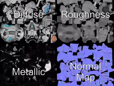 Silver Cybersuit model pack Low-poly 3D model