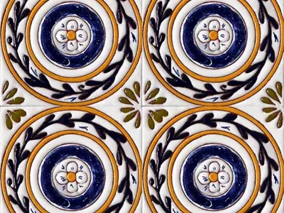Circular Talavera Ceramic Tiles Texture