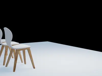 Blender Eevee Wooden Dining Chair minimalist Set Low-poly 3D model