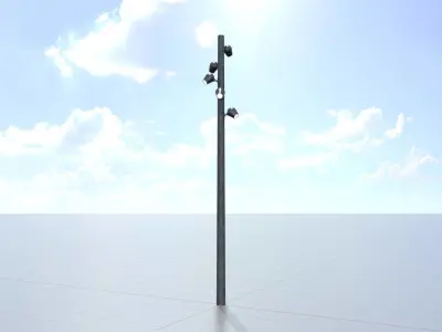 LED light column with 5 lights made of galvanised metal Low-poly 3D model