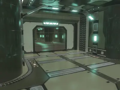 Lowpoly Scifi Modular Corridor 2 Low-poly 3D model