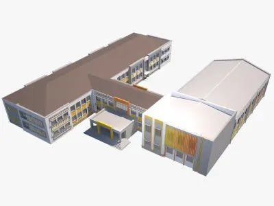 school Low-poly 3D model