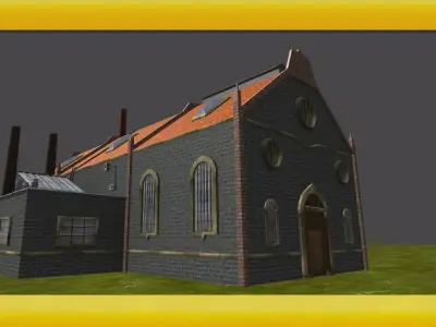 Factory Model 3D church in countryside Free low-poly 3D model