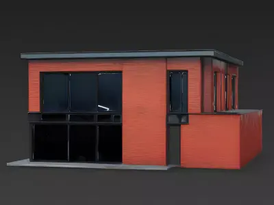 Contemporary Brick and Glass Corner House 3D Model Low-poly 3D model