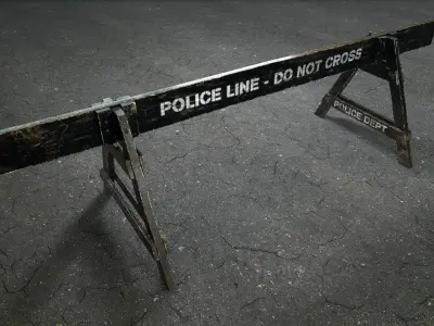 Crime Scenes - Wooden Police Barrier  Low-poly 3D model
