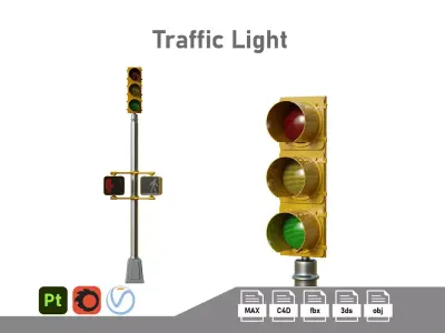 Traffic Light 09 Low-poly 3D model