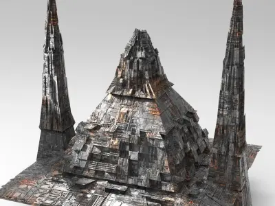 Great Giza Molten lava pyramid Low-poly 3D model