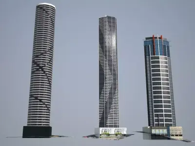 Tallest Brisbane s towers - Low poly Low-poly 3D model