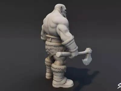 Ogre Warrior Front Guard Statue Low-poly 3D model