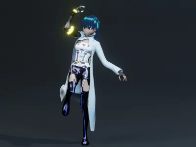 Anime Girl rigged Low-poly 3D model