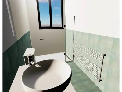 Bathroom Wall Towel Radiator Rail 3D model