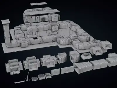 Roof Ducts Pack - Optimized Game Ready 3D Models Low-poly 3D model