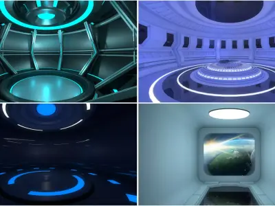  4 Sci Fi Room Set 3D model