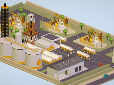 representing oil field extracting crude oil Low-poly 3D model