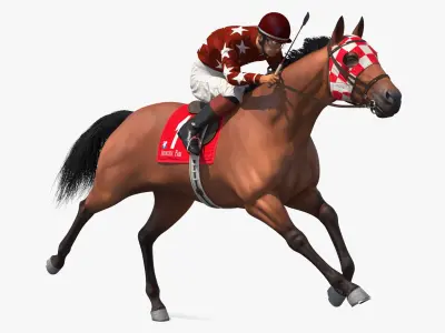  Running Bay Racing Horse with Jokey 