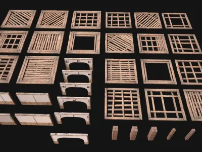 Wooden Roof Floor Medieval Pack Low-poly 3D model