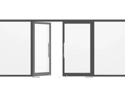 Office Tempered Glass Door with Aluminium Frame 3D model
