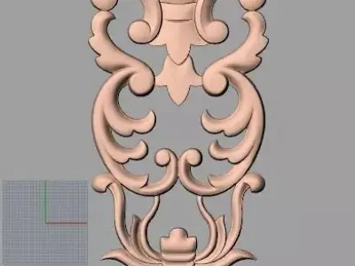 European style flower 3D relief STL Model for cnc engraving E074 3D model