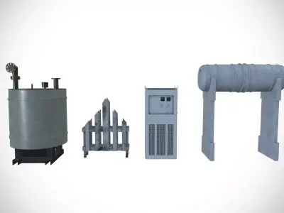 Fire Station Training Assets Low-poly 3D model