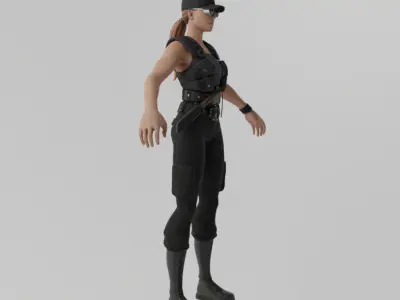 Sarah Connor Rigged Low-poly 3D model
