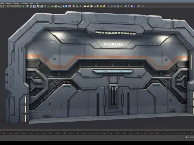 Sci-Fi Door Kit Vol 01-Type B-PBR Low-poly 3D model