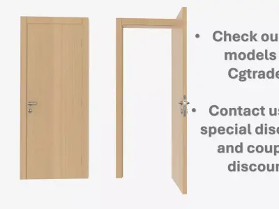 Modern OAK wooden Door Free low-poly 3D model