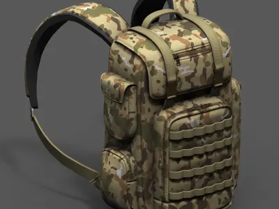 Backpack military combat soldier armor scifi  Low-poly 3D model