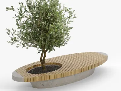 Bench flowerbed 3D model
