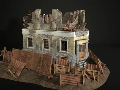 Enviro Building Ruined House Game Asset Low-poly 3D model