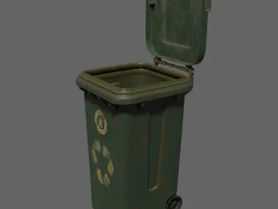 Old Plastic Trash Can 3D Model 3D model