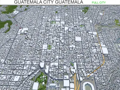 Guatemala City Guatemala 30km AI Low-poly 3D model