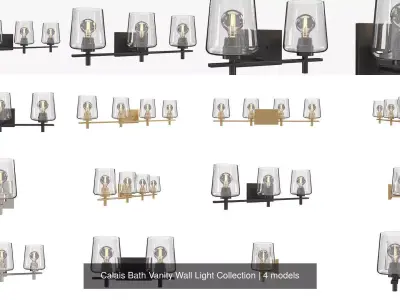 Calais Bath Vanity Wall Light Collection 3D Model Pack