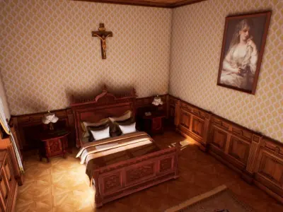 Victorian bedroom interior 3D model