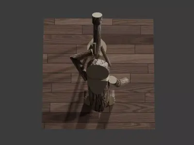 Astronomer Stickman Stargazing Low-poly 3D model