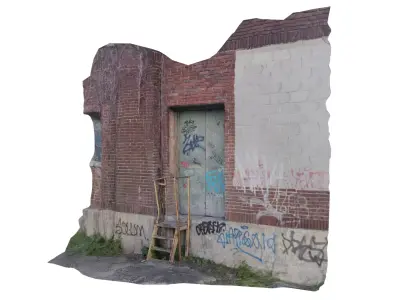 Abandoned Metal Door with Graffiti Photoscanned 3D model